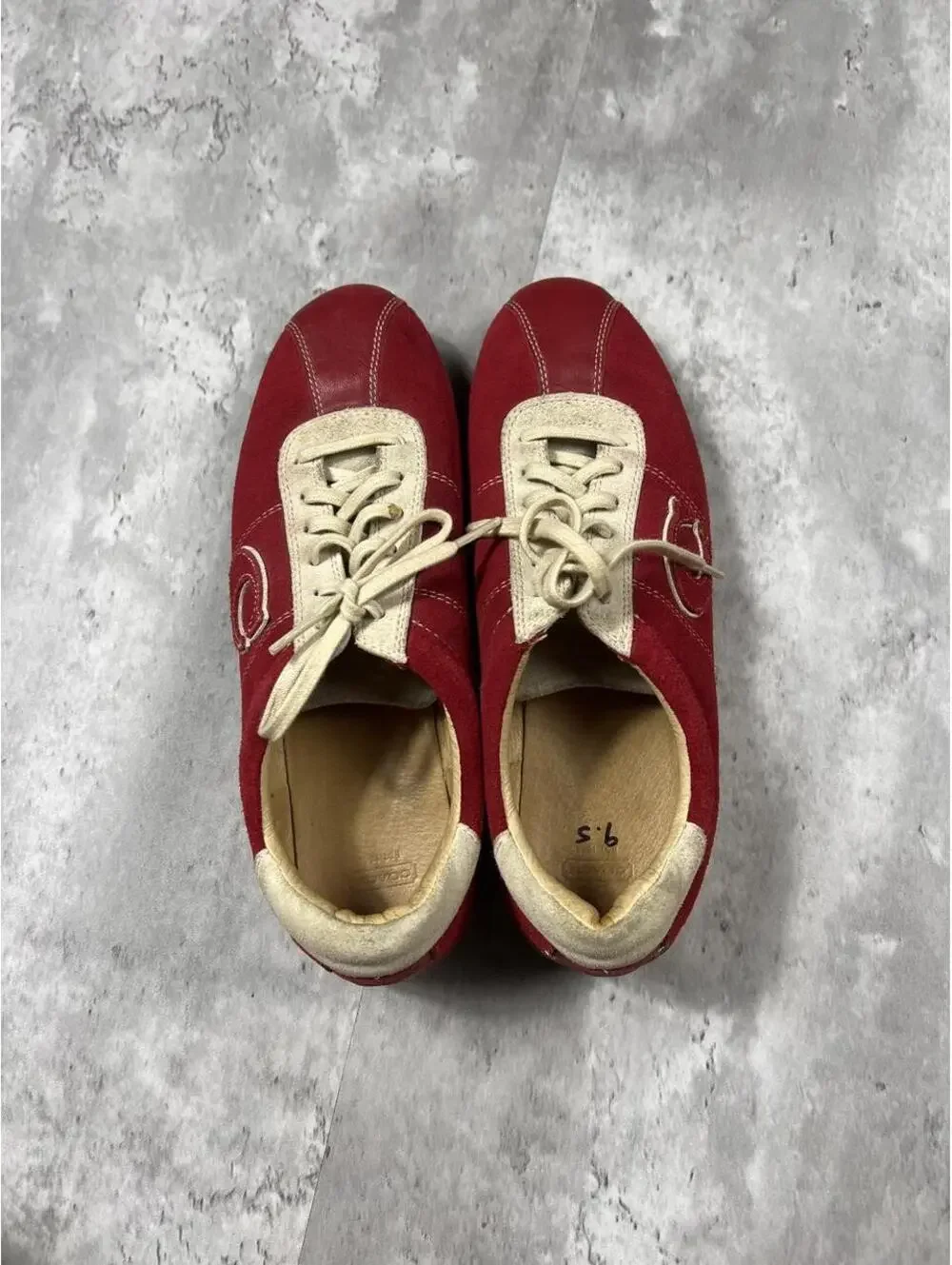 Coach Serena Sneakers Red Suede Leather Gum Sole Women’s 9.5